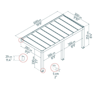 Helsinki Patio Cover 9'10" x 19'8" Cedar Wood| Palram-Canopia