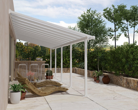 Olympia™ Patio Cover ~10 ft. x 30 ft. White Frame Clear Panels | Palram-Canopia