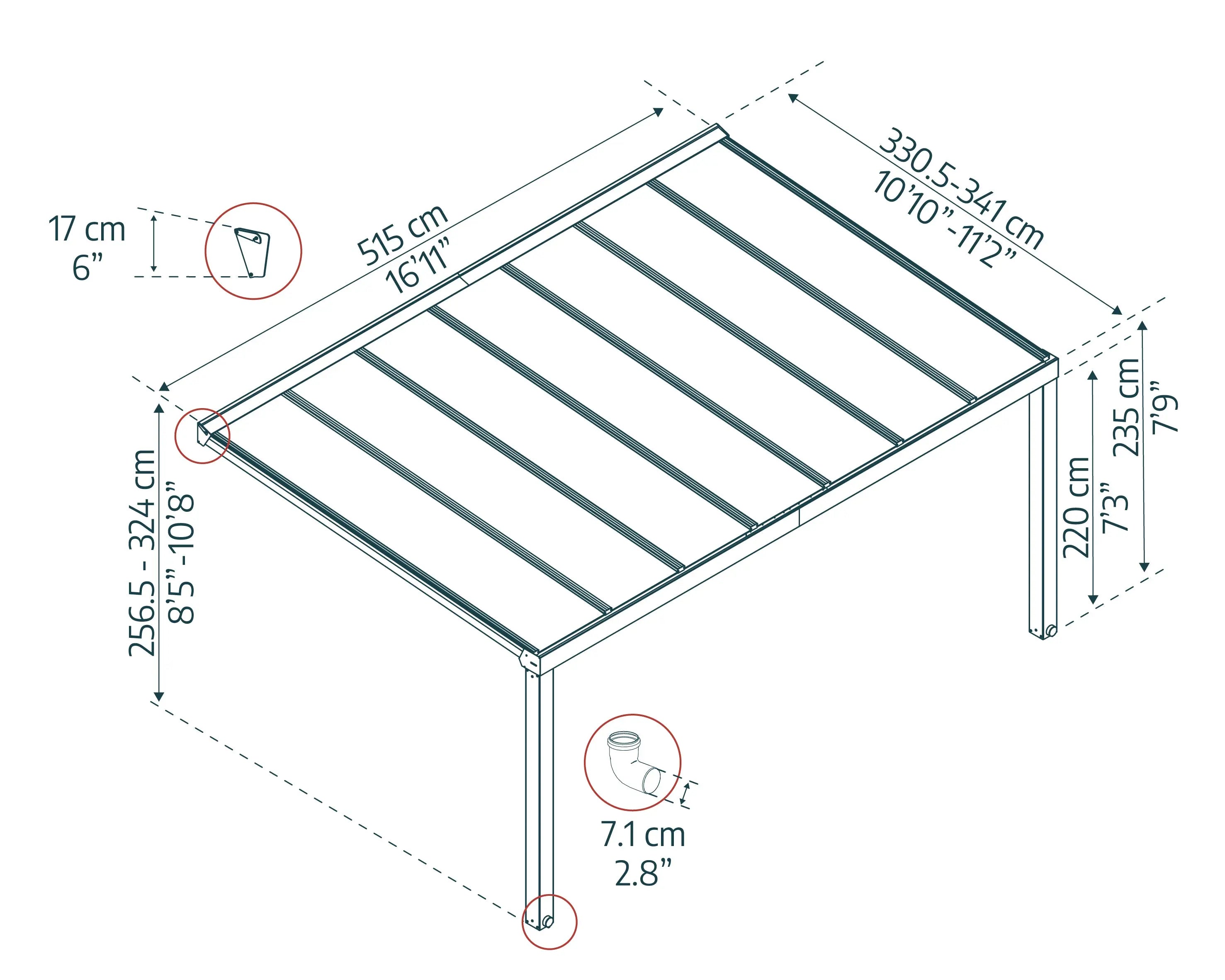 Stockholm™ 3452 Patio Cover 11' x 17' | Palram-Canopia